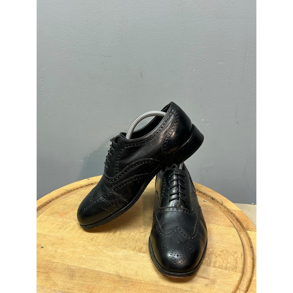 Nunn Bush Dress Shoes Men 9W Black Leather Wingtip Brogue Dressflex 81195-01